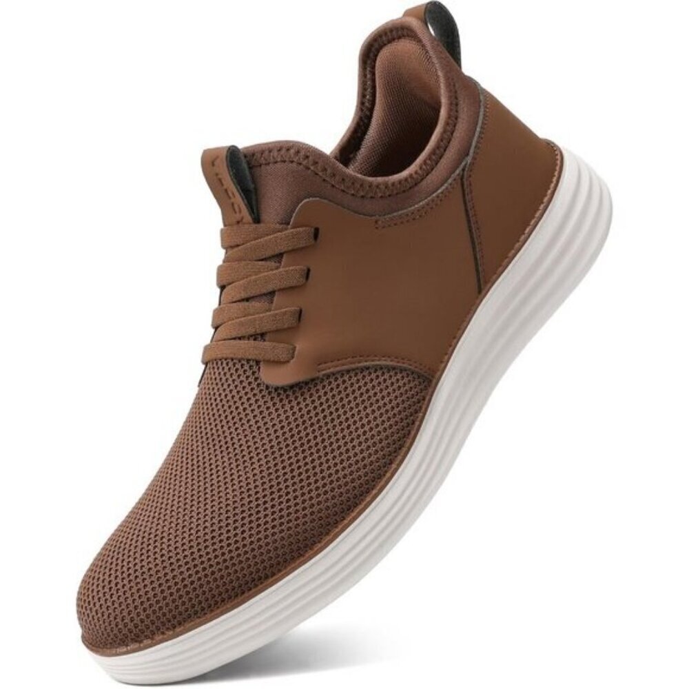 ⚡VILOCY Men's All Brown Fashion Dress Oxfords Business Mesh Breathable Sneakers